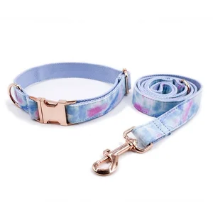 Customizing logo luxury dog collar leash set top quality fabric dog collars leashes factory price bulk dog collar lead set