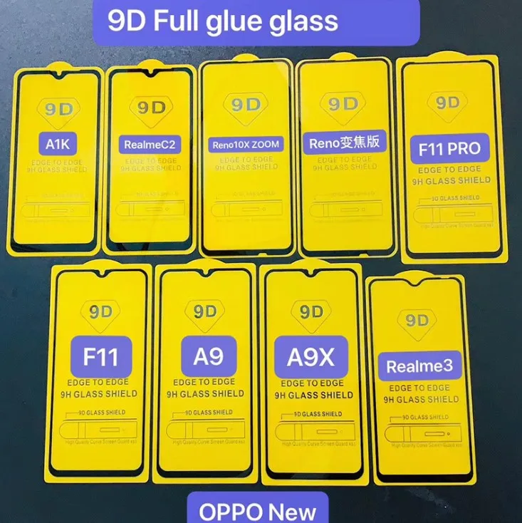 

9D Glue Tempered Glass Screen Protector For Realme V15 Reno 6 IQOO 7 Y21S V21 Y52S K9 A54 A95 A53S Realme Q3i Phone Glass Films, Black