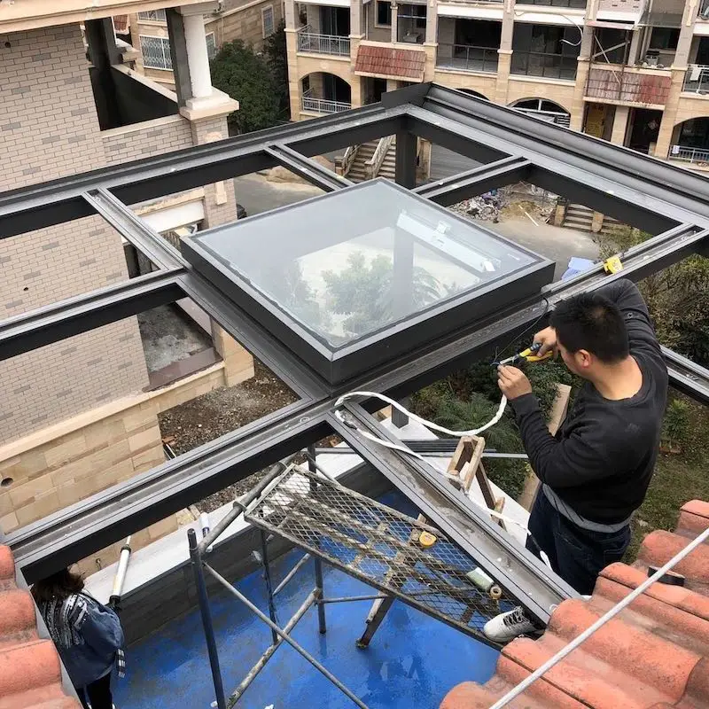 Hihuas Hot Custom Aluminum Glass Flat Roof Windows Skylight Roof For