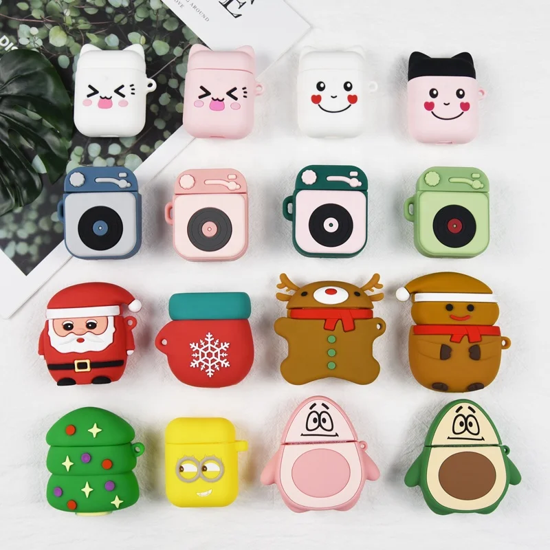 For AirPod Case Cartoon 3D Silicone Cover Christmas air pod Protective Sleeve