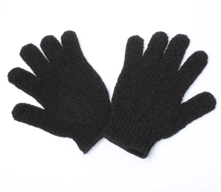 

customized wholesale black nylon exfoliating cleaning scrubber glove, Brown