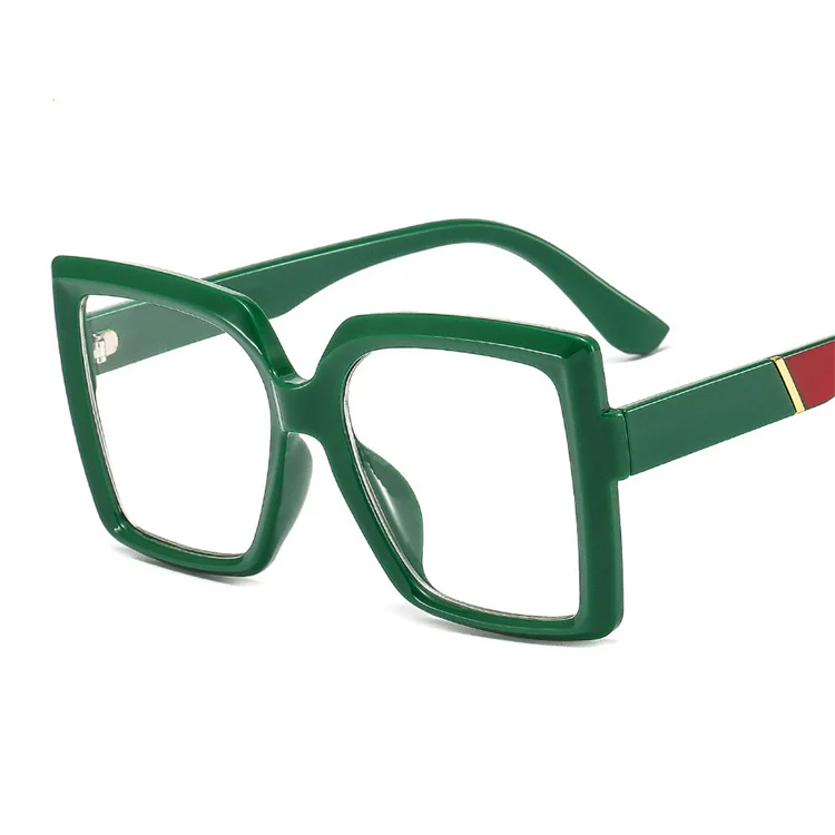 

2022 New fashion style color large frame shades sunglasses big size square plastic frame sunglasses Flat light glasses frame, Mix color or custom colors