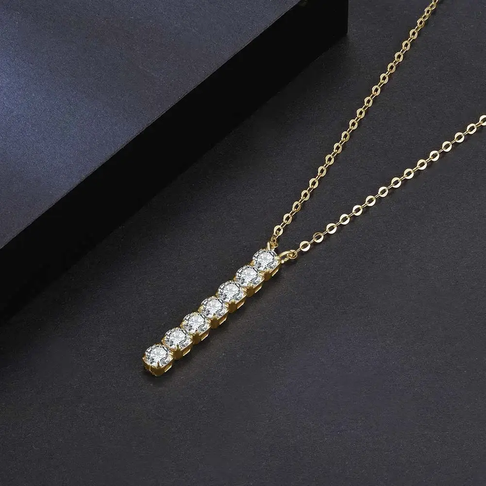 RINNTIN SN346 Custom Simple Gold Drop Y Necklace 3mm Round CZ Pendant Necklace for Women Trendy
