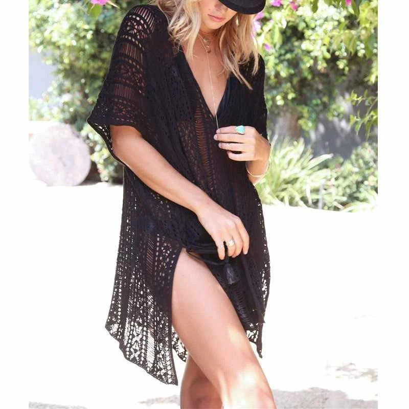 

2021 Bikini Hollow Beach Vacation Cover Knitted Bikini Cover Up, Picture color