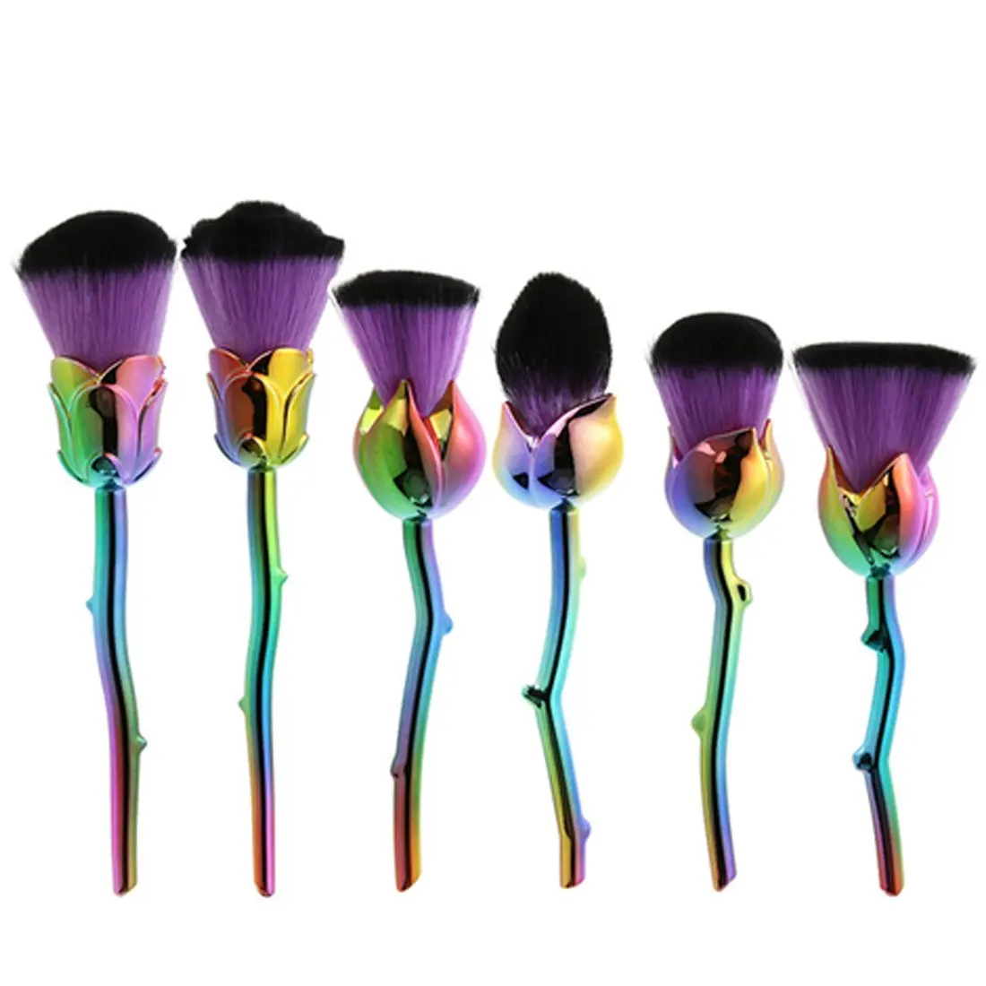 

Makeup Brushes Rose Flower Makeup Brushes Set Foundation Highlighter Plating Make up Multicolored Rose Brushes, As the picture