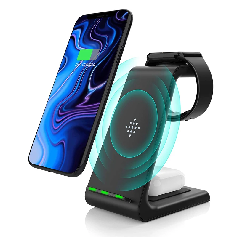 

Universal 10W Qi Wireless Charging Dock 3 in 1 Wireless Charger Stand Station for QI-enable Phone for i watch for AirPods