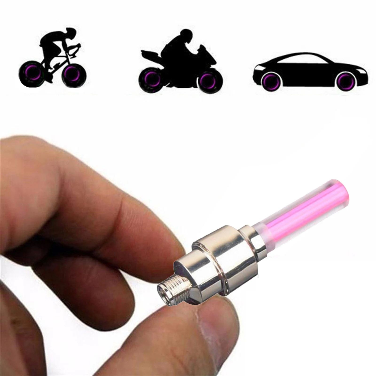 

Pink Flashing Waterproof LED Bicycle Wheel Lights Tyre Valve Lights For Car Bicycle Motorcycle