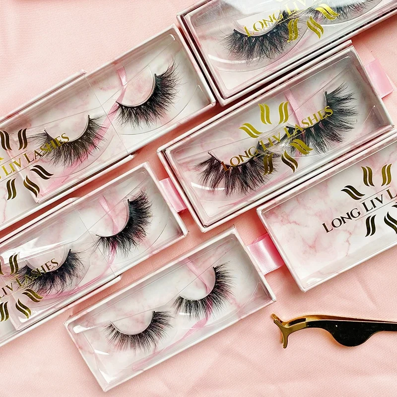 

Wholesale thick full strip lashes 25mm 3d false mink eyelashes custom lashbox packaging bulk with logo