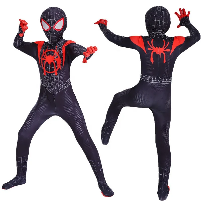 

Children Halloween Christmas party Costume Kids New SpiderMan SpiderVerse Miles Morales Cosplay Costume, Black