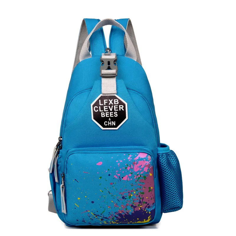 

Best Selling Multifunction Waterproof Leisure Crossbody Chest Bag With Water Bottle Mest Pocket Suitable For Shopping Travel, Black, blue