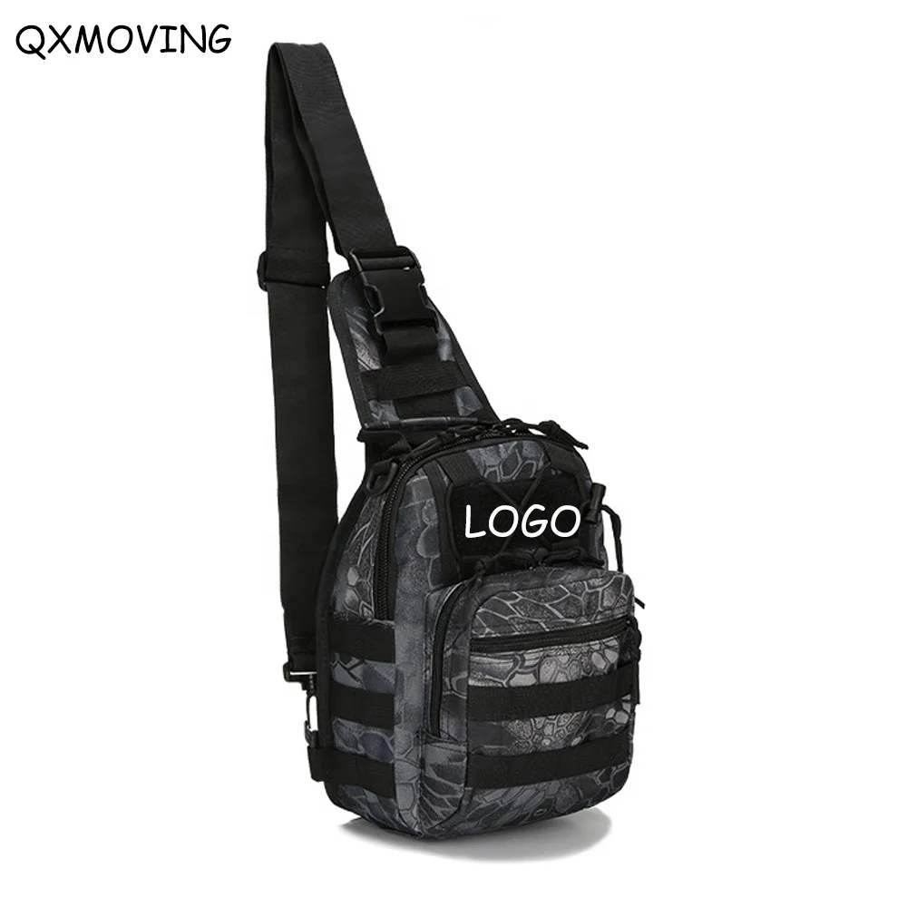 

QXMOVING Custom LOGO Outdoor Hiking Huniting Riding Rover Chest Bag Molle Military Tactical Sling Bag For Men, Black ,green, khaki