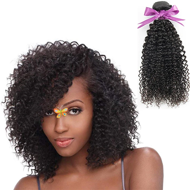 

Pure handmade 100% virgin Brazilian human hair weave natural virgin human hair product Kinky curly hair bundles for black women