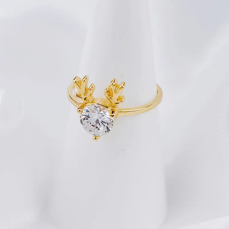 

YR10035 Italina Fashion 2021 Christmas Series 18K Gold Plated Reindeer Ring Shiny Cubic Zirconia Elk Women Jewelry Sets