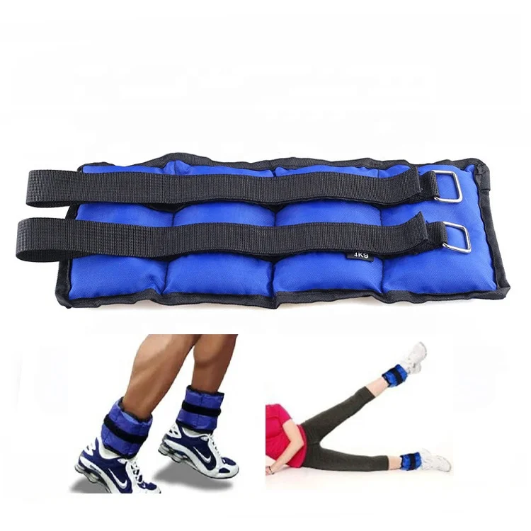 

perfect for weight lifting core & leg training or cardio 4kg sand bags adjustable ankle wrist weights, Blue