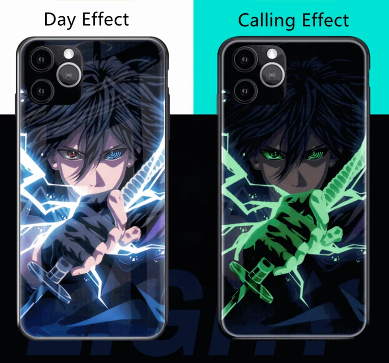 

Narutoo Cute Cartoon Japanese Anime Sasuke Luxury LED Light Up Phone Case For Apple iPhone 7 8 plus XS X XR 12 11 Pro MAX Cover