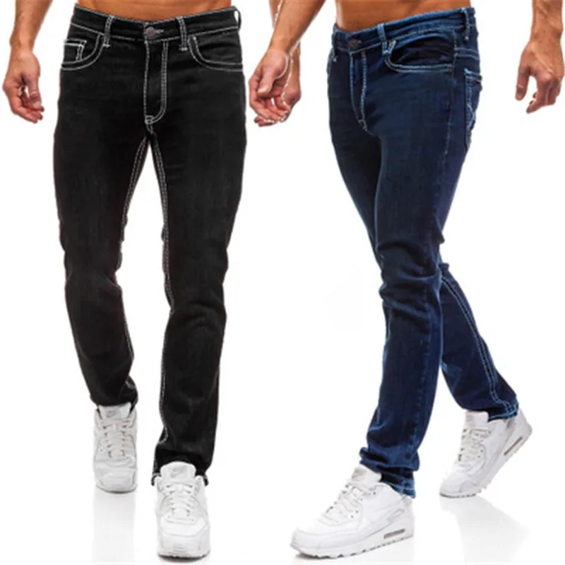 

European and American fashion solid color plus size straight slim men's jeans, Customized color