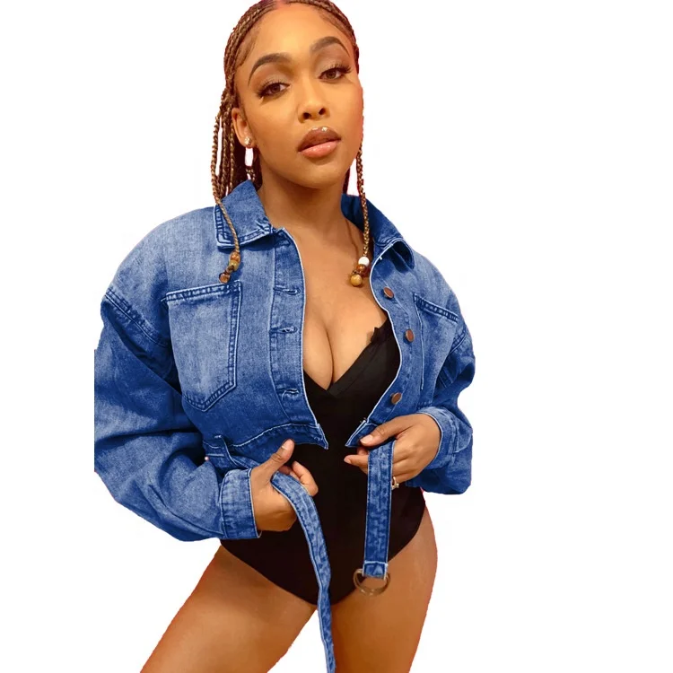 

High Quality Fashion crop top autumn jackets Women's short waist coat fall women demin jackets, As picture or customized make