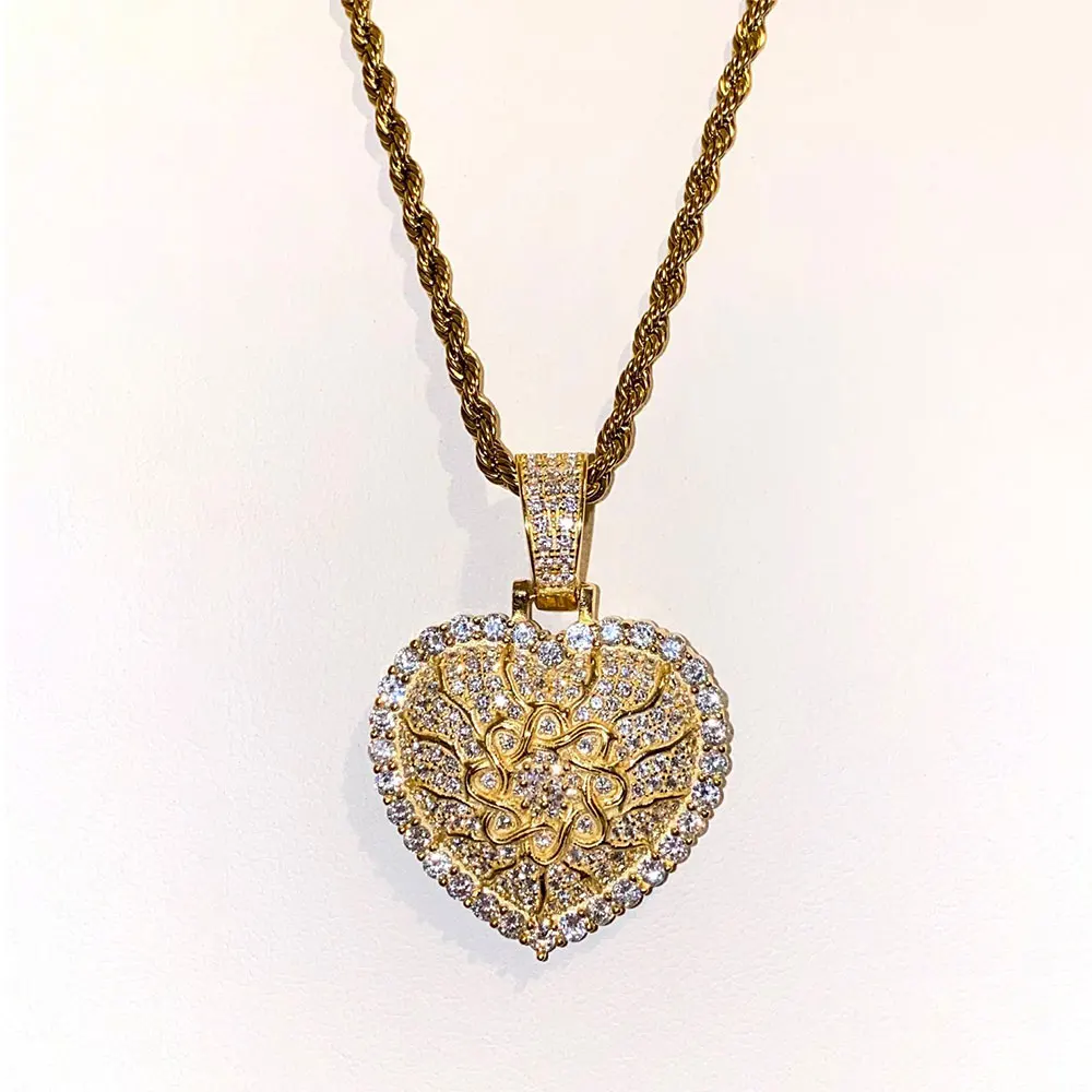 

50% discount Wholesale Price Chinese Factory Hip Hop Heart Pendant With Cz