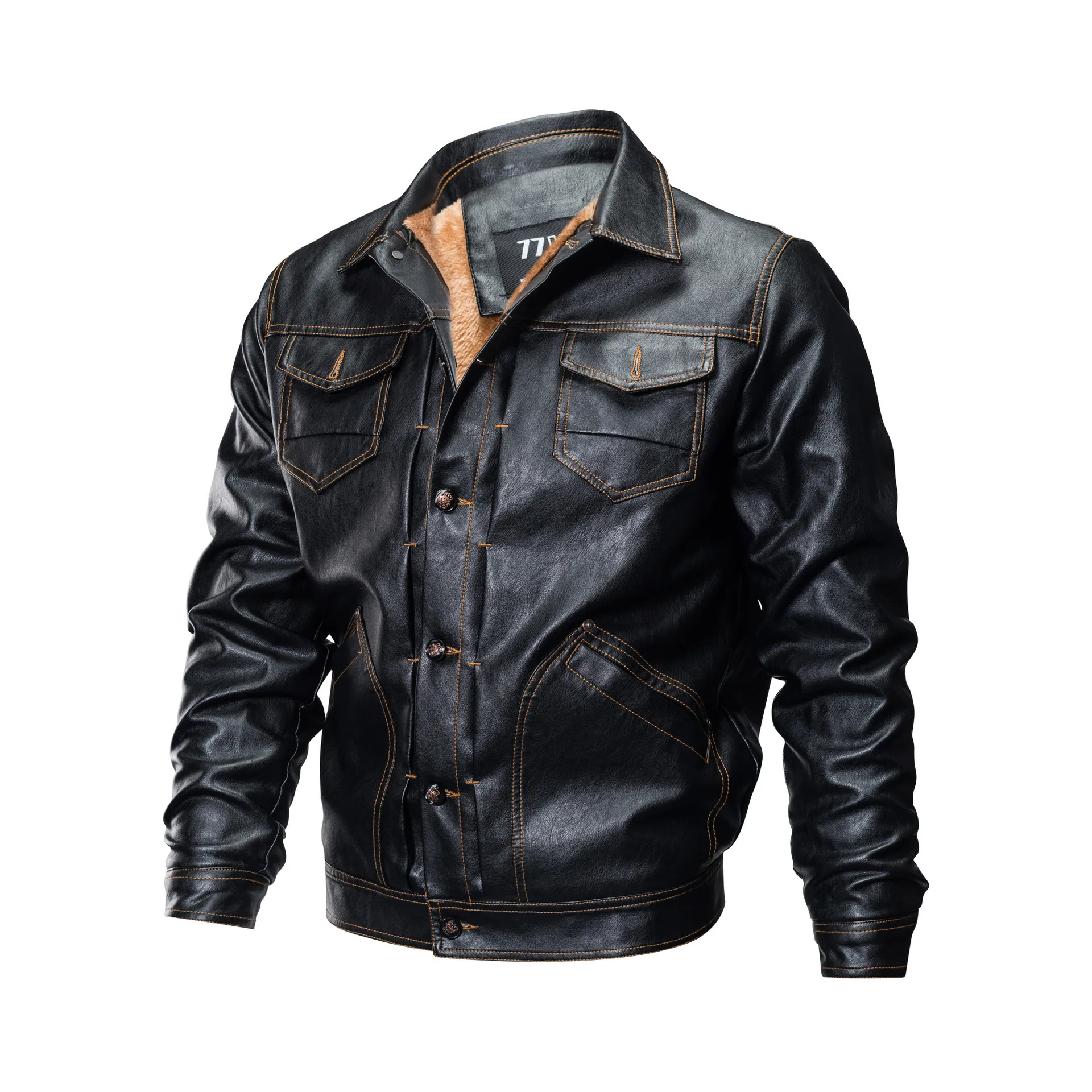 

Dropshipping Wholesale Fashion Men Racer Motorcycle PU Leather Jackets jaqueta de couro masculino Hooded Coat Brown Black