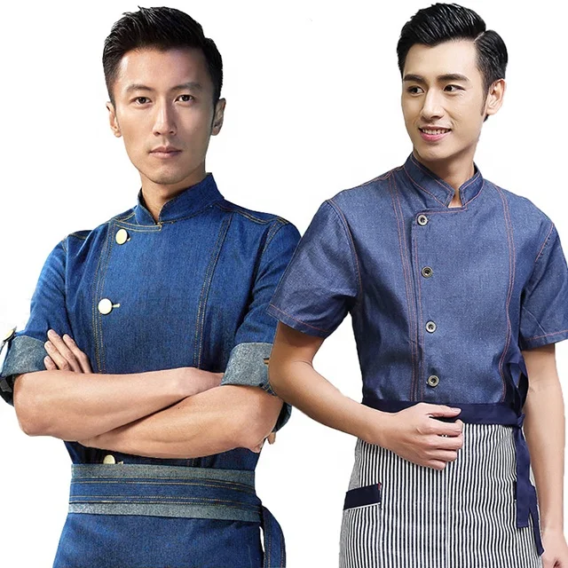 

SunYue Denim Indonesia Italian Japanese Chef Uniform Design Chef Clothing Coat Chef Jacket, White