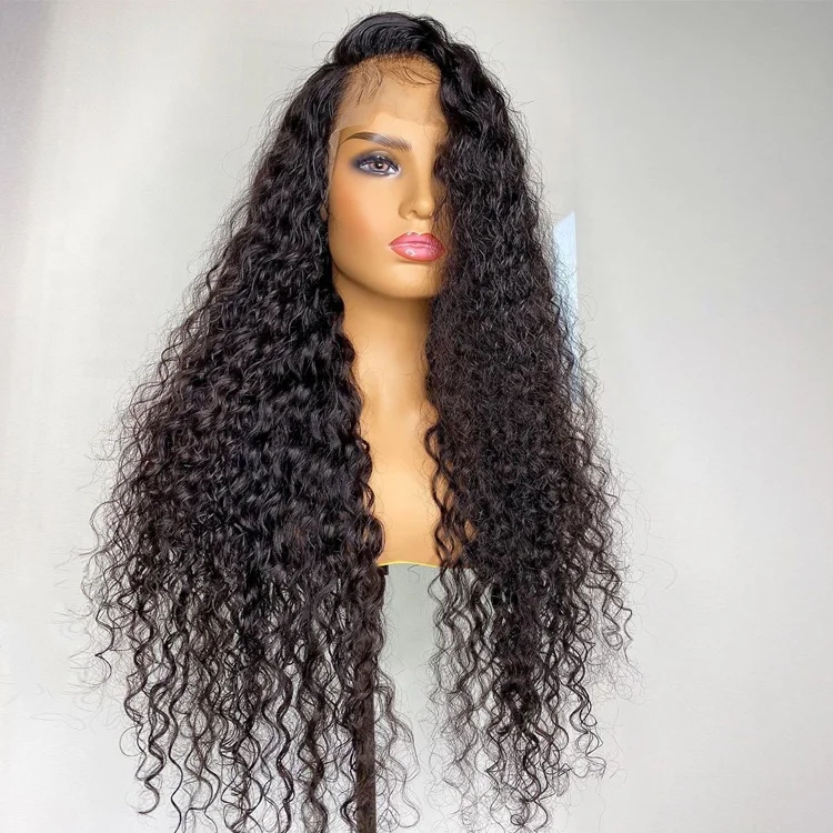

High Density Brazilian Human Hair Wigs Color Water Wave Long Hair Wig Human Hair 13*4 Lace Front Wig, Natural color