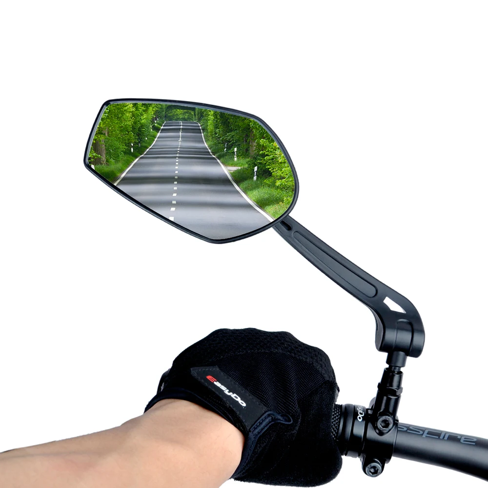 

360 Degrees Adjustable Glass Bicycle Rearview Mirror Electric for handlebar motorcycle cycling frame Bike Side handheld mirror, Black