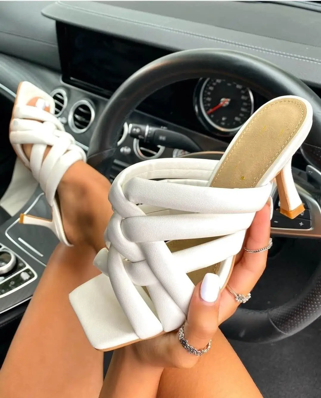 

New Stylish Ladies Hollow Slippers Fashion High Heel Woven Shoes for Women's Sandals, As picture