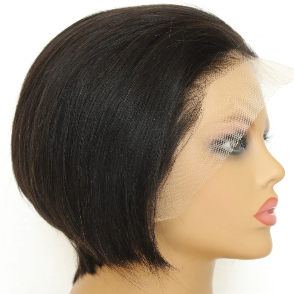 

Free Shipping, Cheap Bob Peruvian Straight Human Lace Front Wigs For Black Women, Natural color