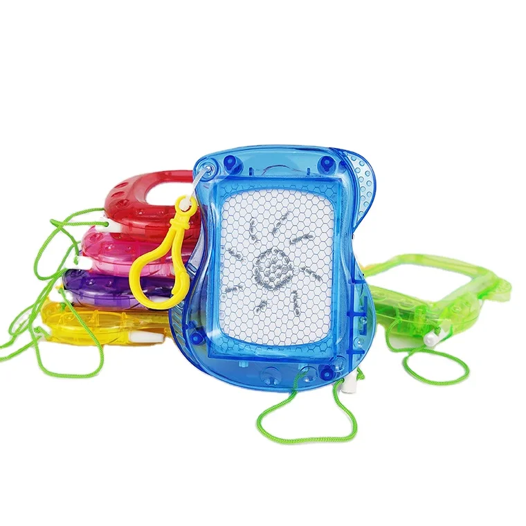 Promotional mini plastic magnetic drawing board writing tablet doodle toys with backpack keychain clip hiking buckle for kids