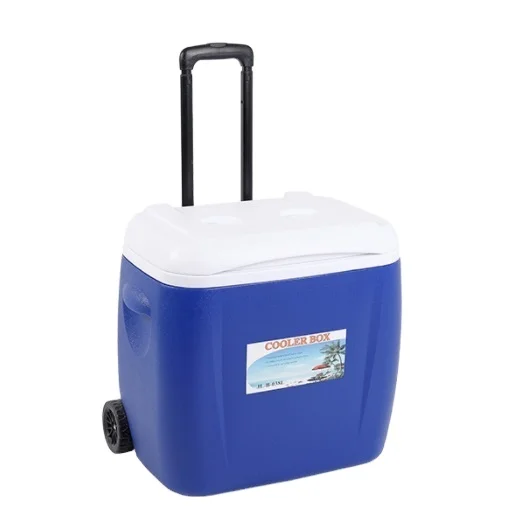 

Factory Wholesale Outdoor Picnic Cooler Box Portable Beer Thermal Insulation Fishing Camping Cooler Box With Wheel, Blue;red;orange