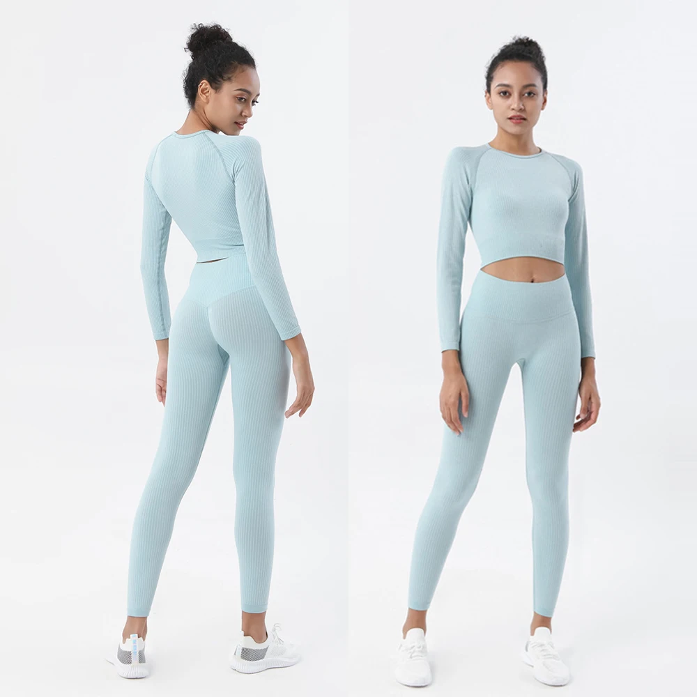 

New product ideas 2021 Seven Colors Printed Yoga Running Trousers Leggings + Top Fitness Set Yoga Suit sport, Picture shows