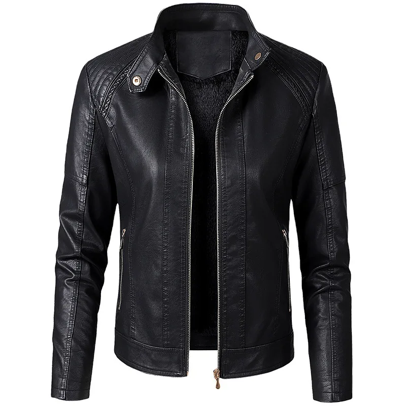 

Popular Women's Motorcycle Jacket 2021 Solid Solor Leather Short Jacket, Picture