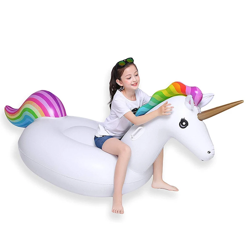 

Baobiao OEM Unicorn Floating Custom Logo Beach Squishy Kids Fold Swimming Spray Treasure Pool Inflatable Toys Float Animals 2022