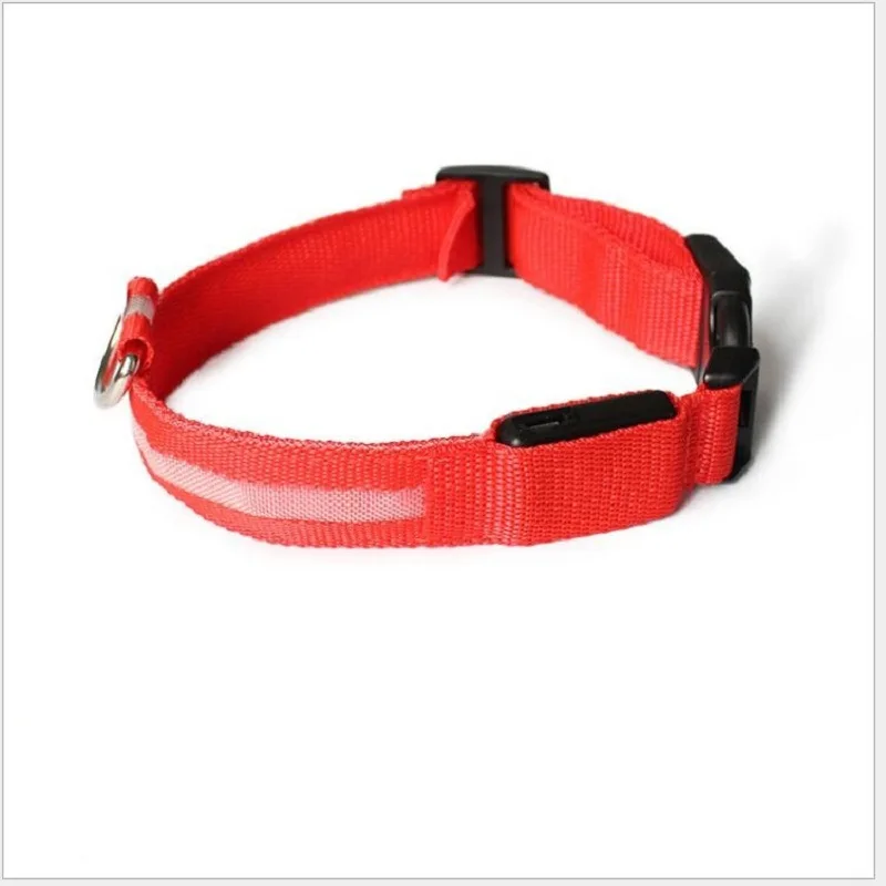 

Adjustable USB Charging Pet Dog Collar Rechargeable LED Flashing Night Dog Collars Luminous Safety Pets Collar, As pictures