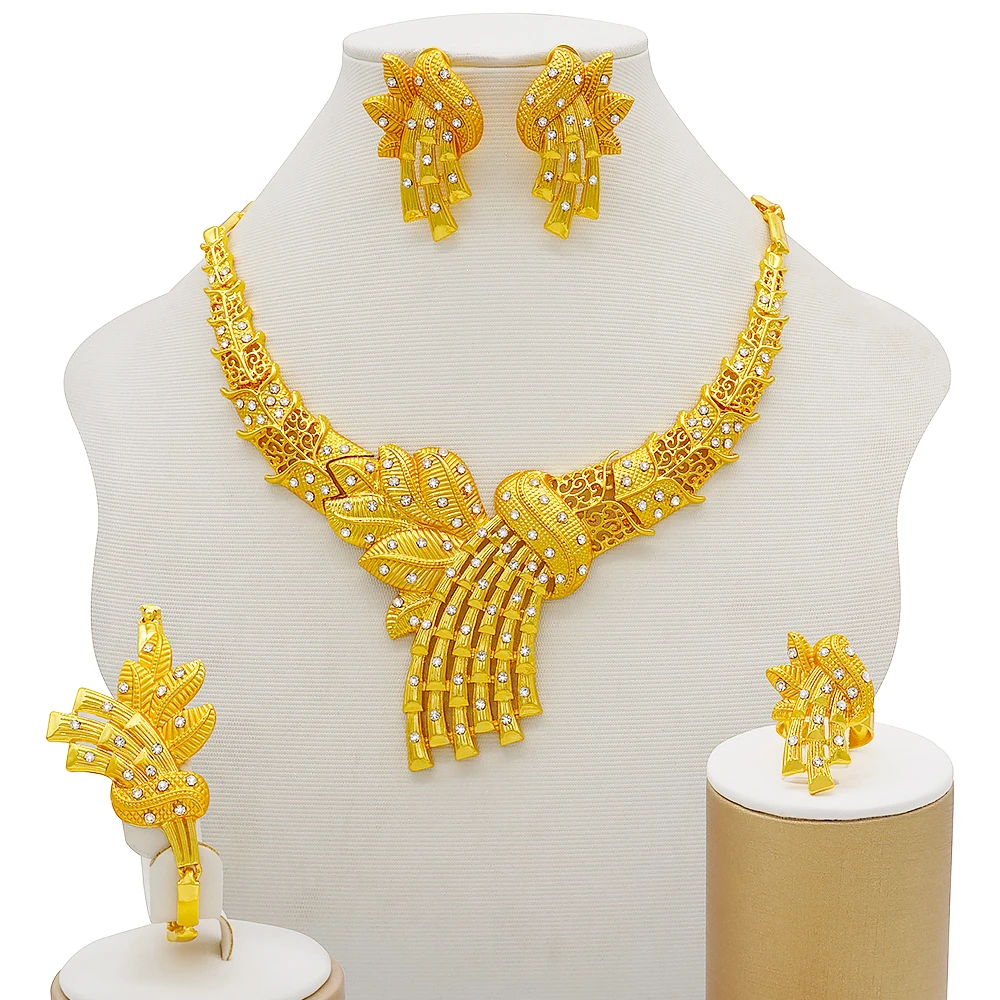 

neckless wholesale high quality bridal jewelry set african necklaces jewelry set girls BJ814, Gold silver