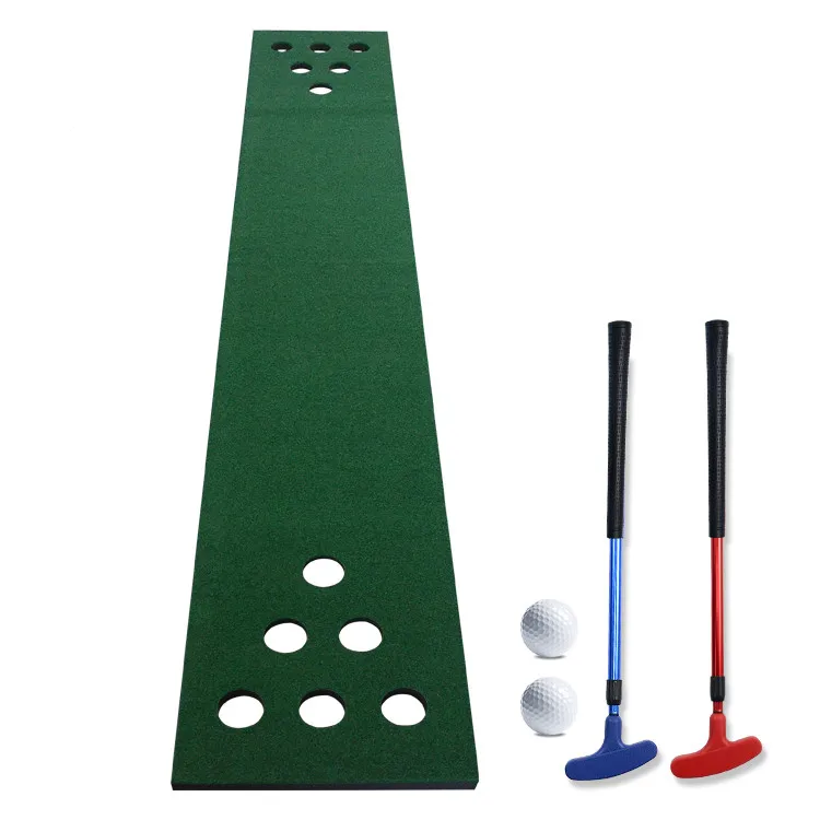 

12 Holes Outdoor and Indoor Beerpong Golf Putting Game Putting Mat with Golf Putter, Golf Ball, Green