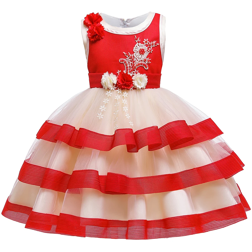 

Chinese Style Party Wear Kids Birthday Clothes Fancy Frock Kid Flower Wedding Dress Children Frocks Designs L5155