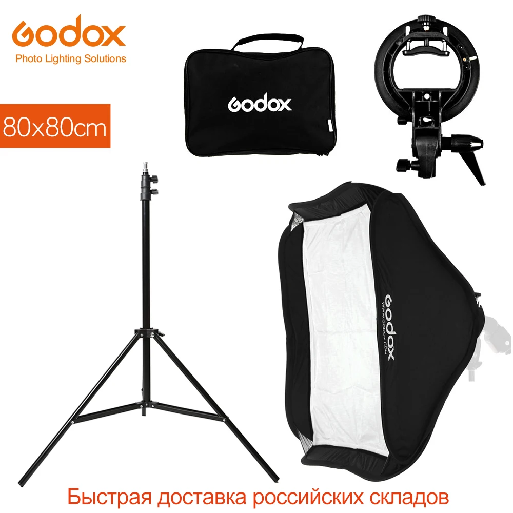 

Godox 80 x 80cm 31 x 31in Flash Speedlite Softbox + S type Bracket Bowens Mount Kit with 2m Light Stand for Camera Photography, Other