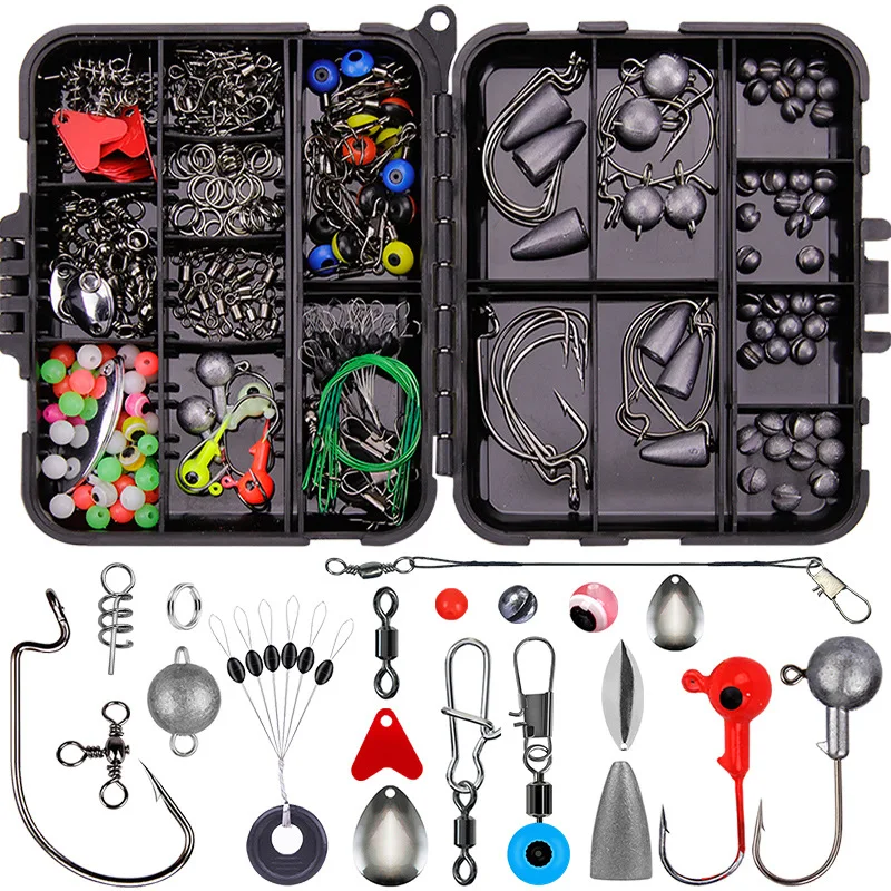 

2022 New 257Pcs Fishing Accessories Set Swivels Stoppers Hooks Fish Lures In Storage Box Fishing Tackle Gear Equipment Pesca