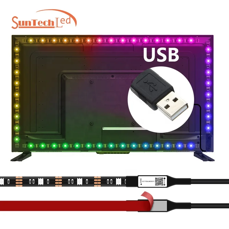 5V Waterproof Flexible Bendable 2m  Lighting Bluetooth USB LED Strip  5050 RGB  TV backlight  strip kit