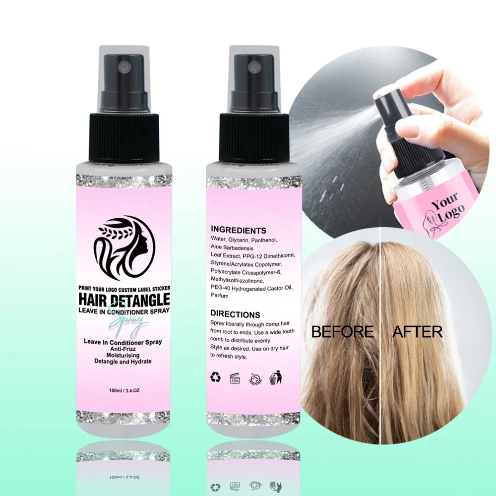 

Private Label 100ml Detangling Care Anti Frizz Smooth Flyaways Leave in Conditioner Shiny Hair Detangler Spray