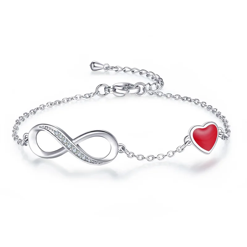 

Fashion Silver Jewelry Crystal Rhinestone Heart Bracelet For Women Girls Wholesale 2021