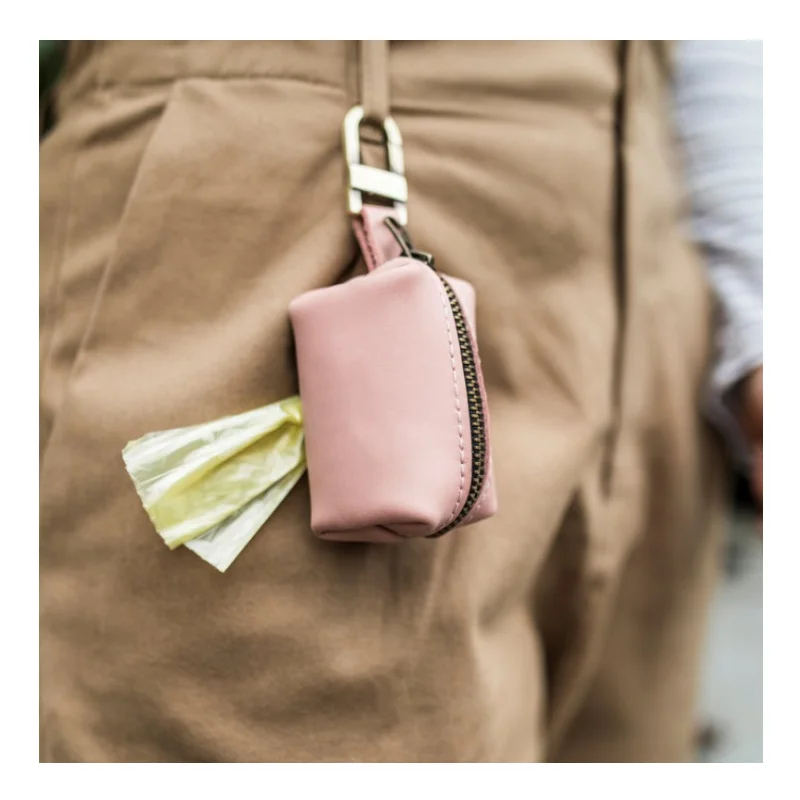 

2021 High Quality Custom Size Brown Leather Dog Poop Bag Holder, Customized color