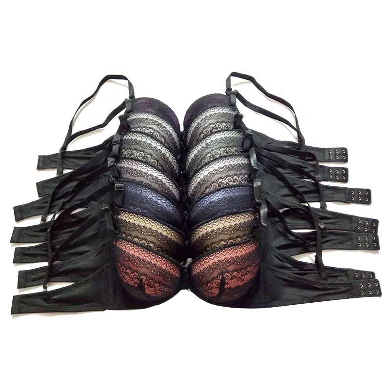 

LUBUNIE Three rows and two buckles women sexy cheap price B cup push up bra