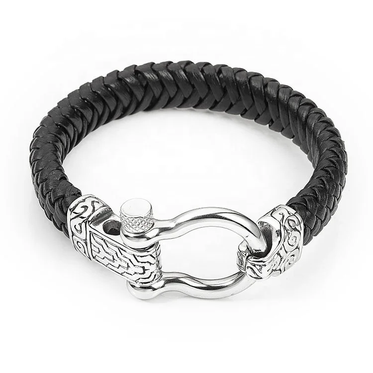 

New Trendy Custom Handmade 316L Stainless Steel Braided Woven Genuine Personalizied Men Leather Bracelet, Steel, gold, rose gold and black, etc.