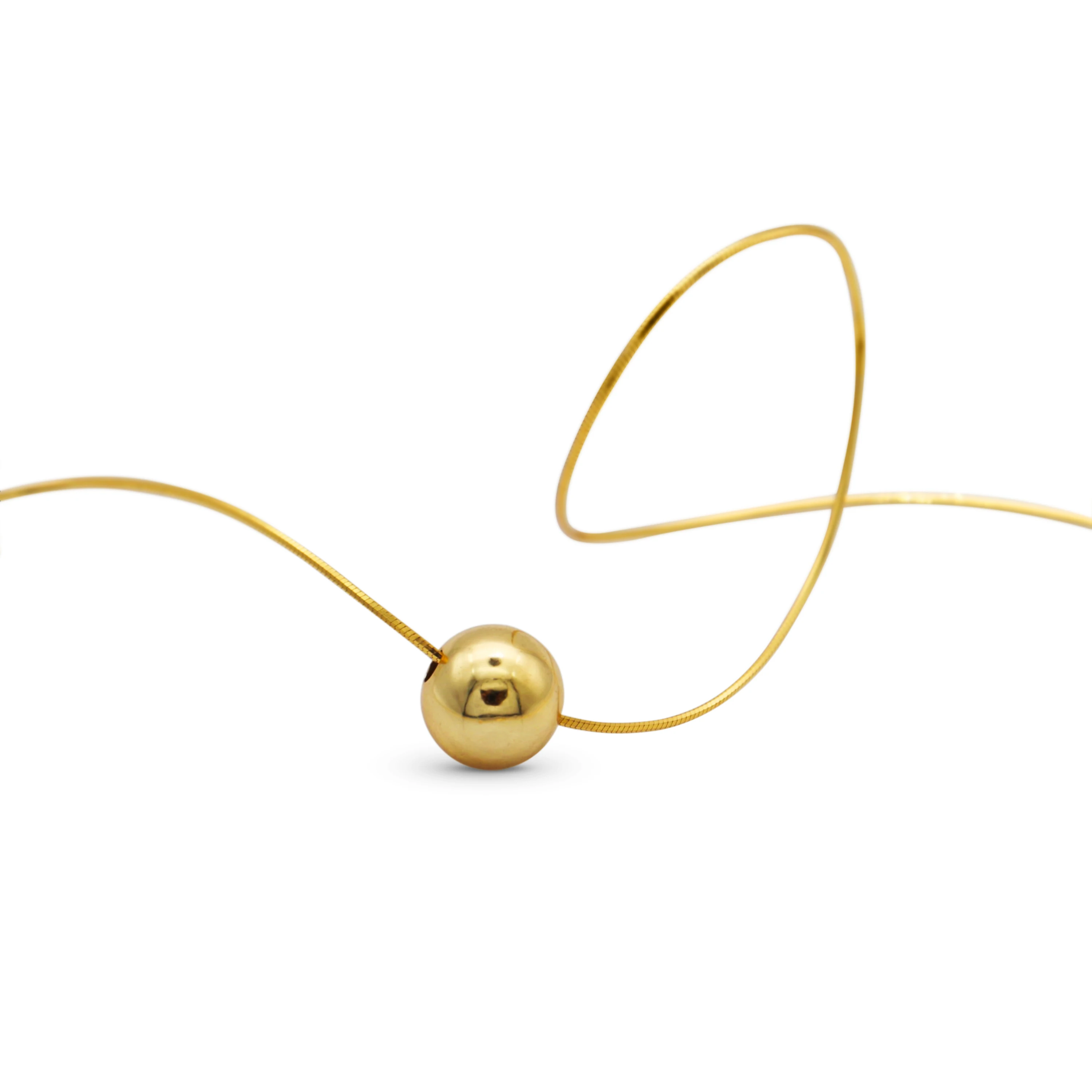 

Chris April in stock 18K gold plated 925 sterling silver ball pendant necklace, Yellow gold