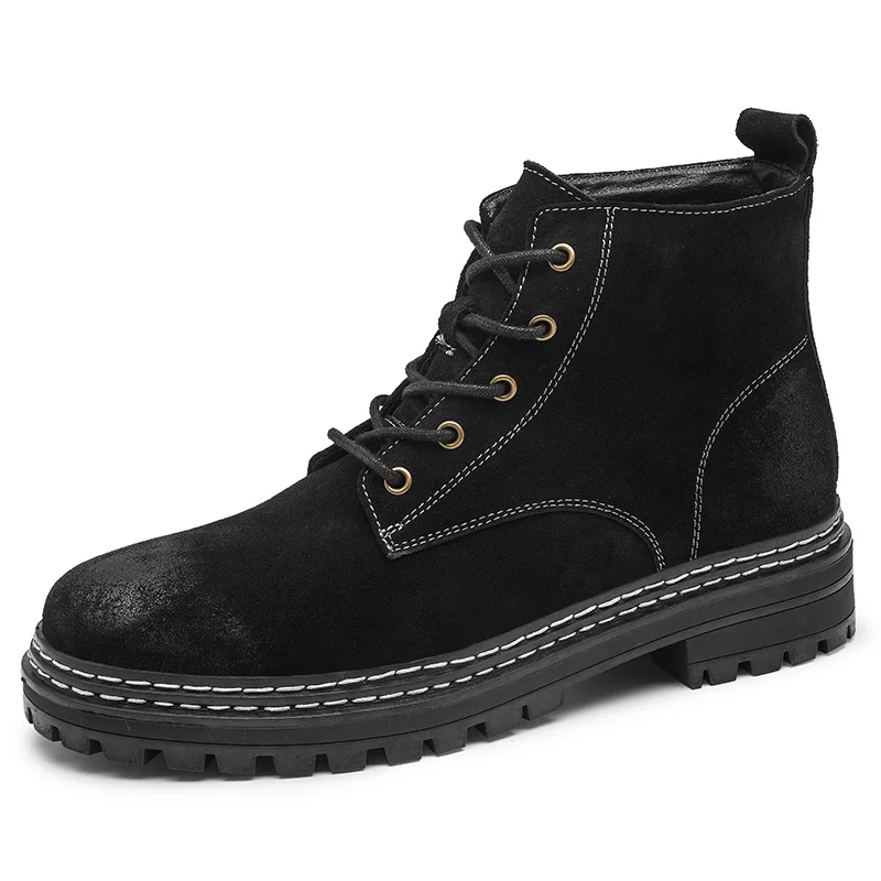 

Wholesale Plus Size Marten Boots Hole Mid Length Boots Female Side Plus Velvet Short Boots For Men, Customized color