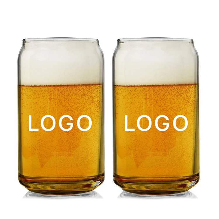 

Amazon Best Seller Custom Printed Logo 12oz 16oz 500ml Can Shaped Family Party Borosilicate Glass Beer Can Cup, Customized color