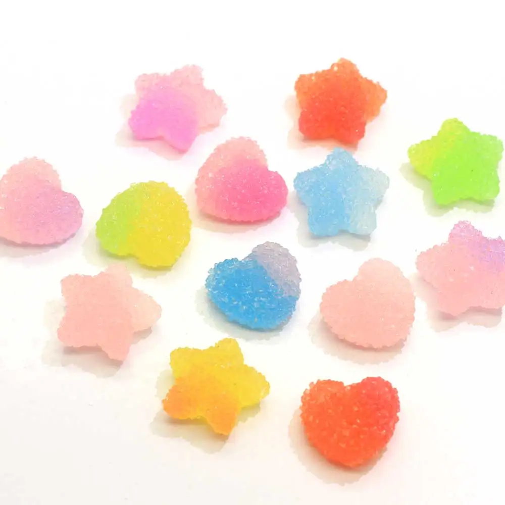 Flat Back Gummy Candy Resin Cabochon Star Shape Heart Shape for DIY Embellishments Scrapbooking
