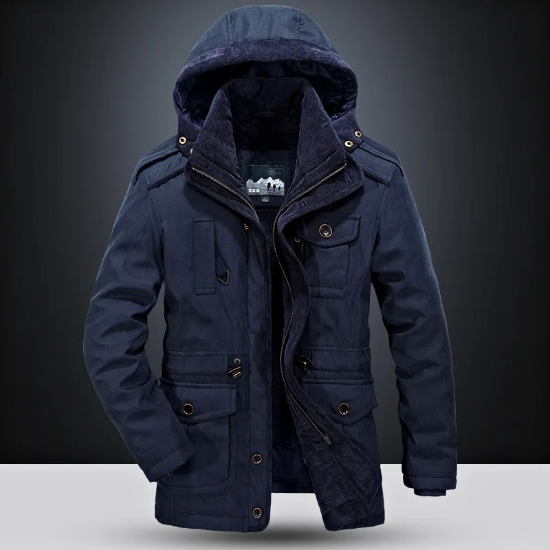 

Men winter casual thick outdoor padded duck down jacket with hood